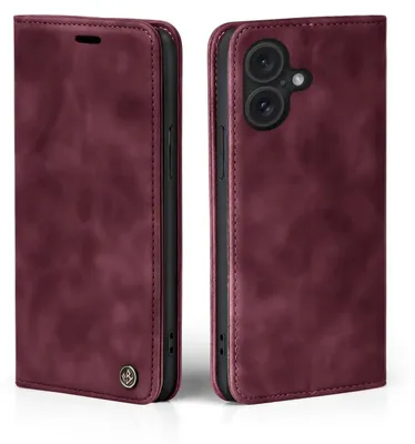 Produktbild von Handy Hülle für Apple iPhone 17 Klapphülle Bookcase Flip Cover Handy Tasche Etui Farbe: Weinrot