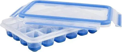 Produktbild von Famanu Eiswürfelbox mit Deckel - Für 24 Eiswürfel - Blau