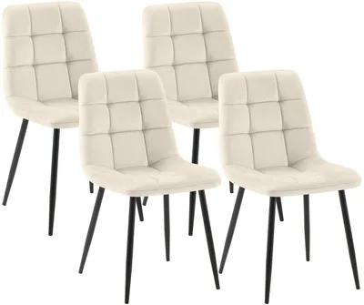 Produktbild von CLP 4er Set Esszimmerstühle Tilde gepolstert mit Rückenlehnen bis 150 kg belastbar creme Material Samt, KI-generiertes Bild