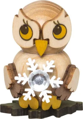 Produktbild von Eulenkind mit Schneekristall (4cm) von Drechslerei Kuhnert