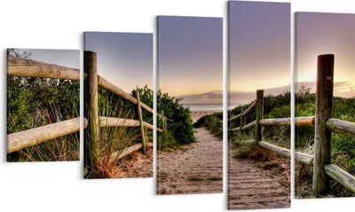 Produktbild von Bild auf Leinwand - Leinwandbild - Pfad Landschaft Himmel - 100x60cm - Wand Bild - Wanddeko - Leinwanddruck - Bilder - Kunstdruck - Wanddekoration - Leinwand bilder - Wandkunst - EG100x60-0143