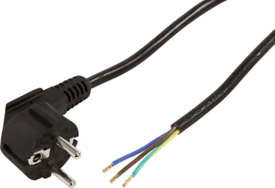 Produktbild von Schutzkontakt Netzkabel McPower mit blanken Enden, 3x 0,75mm², 2m, schwarz