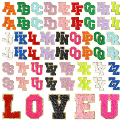 Chenille-Buchstaben-Patches, 104 St., mehrfarbig, 5,5 cm
