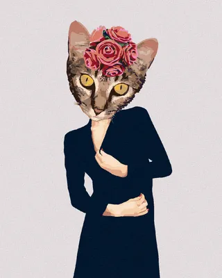 Produktbild von Zuty - Malen nach Zahlen - KATZE IN KLEIDERN UND ROSEN, 40x50 cm, mit Keilrahmen (bereits gespannt)