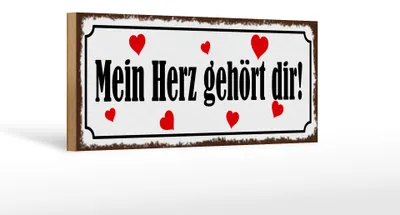 Produktbild von Holzschild Spruch 27x10cm mein Herz gehört dir Herz