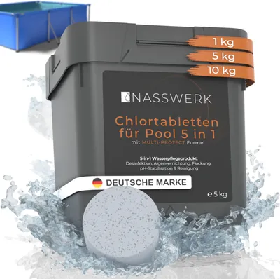 Produktbild von Multitabs 5-in-1 Chlortabletten 200g langsam löslich für Poolpflege, Nasswerk