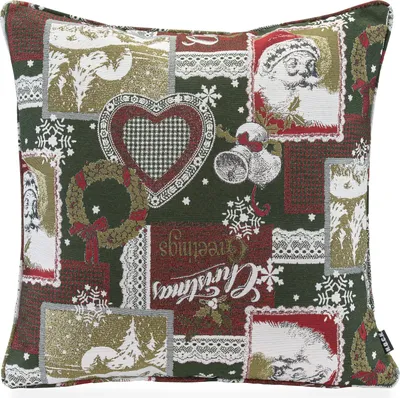 Produktbild von H.O.C.K. Christmas Patch Kissen mit Keder 50x50cm dunkelrot tannengrün C04