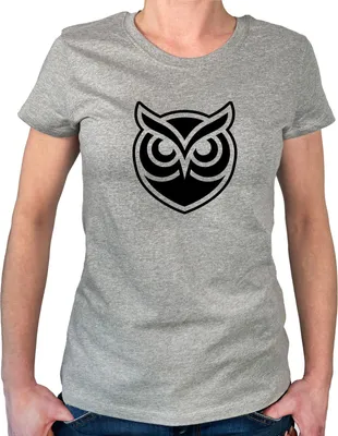 Produktbild von Huuraa Damen T-Shirt Eule Silhouette XXL Sport Grey Bio Baumwolle Fairtrade Damenshirt Geschenkidee