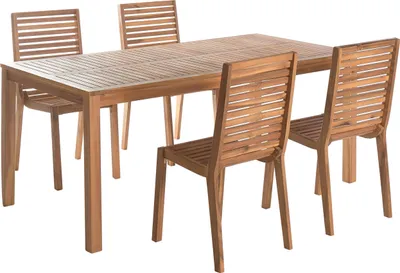 Produktbild von BELIANI Gartenmöbel Set Akazienholz Hellbraun Gartentisch 180 x 90 cm und 4 Stühle Ohne Armlehnen Rustikaler Stil Outdoor für Garten Terrasse