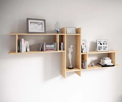Produktbild von VCM Holzregal hängend | platzsparendes Regal | Maße: H. 80 x B. 188 x T. 20 cm | Elegantes Regal hängend | Aufbewahrungsregal | Bücherregal | Wandboard - Sirola Maxi