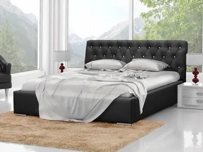Obrázok produktu pre Čalúnená manželská posteľ 140x200 ESCALON - čierna