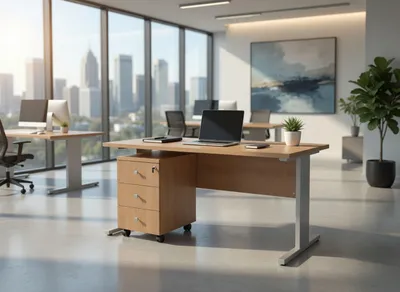 Image de Bureau avec caisson à roulettes Tumba, à serrure, design moderne