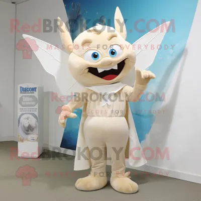 Zdjęcie produktu dla Beżowa REDBROKOLY postać w kostiumie maskotki Zębowej Wróżki ubrana w koszulkę z dekoltem w szpic i kopertówkę