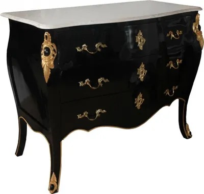 Image de Casa Padrino Commode baroque de luxe noir / or / blanc 110 cm - Meubles baroques