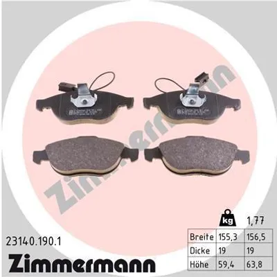 Produktbild von ZIMMERMANN Bremsbeläge Bremsklötze mit Warnkontakt 23140.190.1