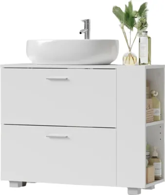 Obrázek produktu pro Koupelnová skříňka Rootz – otevřené přihrádky – úložný prostor do koupelny – materiál MDF – prostorově úsporný design – 30 cm x 80 cm x 64 cm