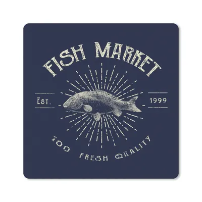 Produktbild von MuchoWow® Mauspad Mousepad Jahrgang - Fisch - Text 20x20 cm - Mousepads - Maus Mat - Pad - Mausunterlage - Desk Mat - Bureauartikeln