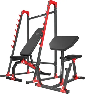 Produktbild von Marbo Sport Set MH10 | beidseitig verstellbare Hantelbank MH-L114 + Langhantelständer MH-S204 + Scott-Bank  MH-L105