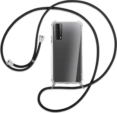 Produktbild von Handykette Backcover-Schutzhülle mit Band (Metall silberfarben) für Huawei P smart 2021 - schwarz