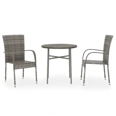 Obrázek produktu pro vidaXL 3dílný zahradní jídelní set Poly Rattan Grey