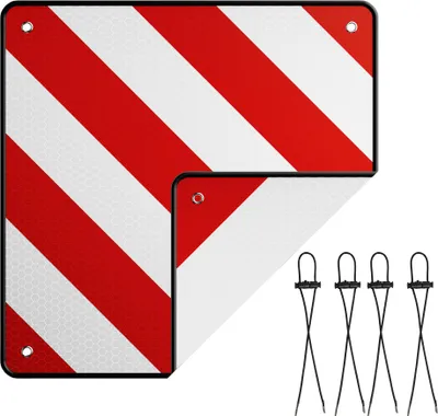 Produktbild von Wiltec 2in1 rot weiße Warntafel Spanien und Italien 50 x 50 cm, Fahrradträger Schild aus Aluminium, Warnschild für Heckträger reflektierend