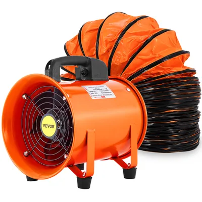 Produktbild von VEVOR Baulüfter 230 W Axialventilator, 2800 U / min Axialgebläse, 200 mm Durchmesser Windmaschine mit 10 Meter PVC Schlauch, 1500 m³ / h Luftdurchfluss Industrieventilator für Kühlung & Trocknung