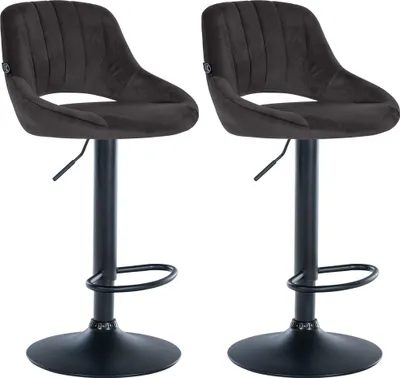 Produktbild von 2er Set Barhocker SEGAD - Samt Schwarz 47x48x85 cm Schwarz | Barstuhl Mit Lehne Tresenhocker Tresenstuhl Kneipenhocker Kneipenstuhl