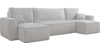 Produktbild von Selsey SCARLO U - U-Form-Sofa mit Schlaffunktion, Cordbezug in Hellgrau