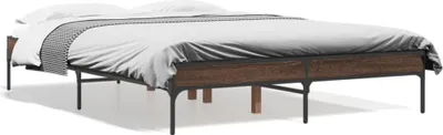 Produktbild von vidaXL Bettgestell Braun Eichen-Optik 120x200 cm Holzwerkstoff Metall