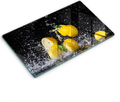 Produktbild von Glasschneideplatte - Herdabdeckplatte - 52x30 cm - Schneidebrett - Spritzschutz - Saftige Zitronenfrucht