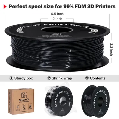 Produktbild von 3D-Drucker Filament - Flexibles TPU - Durchmesser 1,75 mm - Spule 1 kg - Vakuumversiegelt - Hochwertig - Ungiftig - Schwarz
