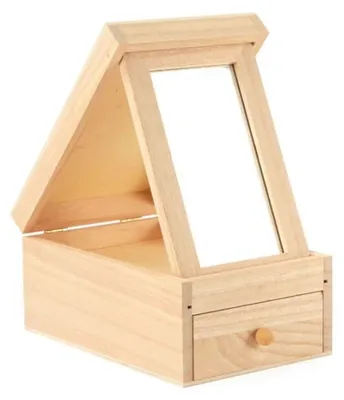 Zdjęcie produktu dla Drewniana toaletka z lustrem 18 x 12 x 8,5 cm