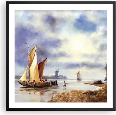 Produktbild von Gerahmtes Poster - Schwarzer Rahmen - Fischer Schiff Fan - 60x60 cm - Wand Bild - Wanddeko - Wandbilder - Kunstposter - Wandposter - Bilderrahmen - Bilder - Kunstdruck - Wandbild - P2BAC60x60-4318