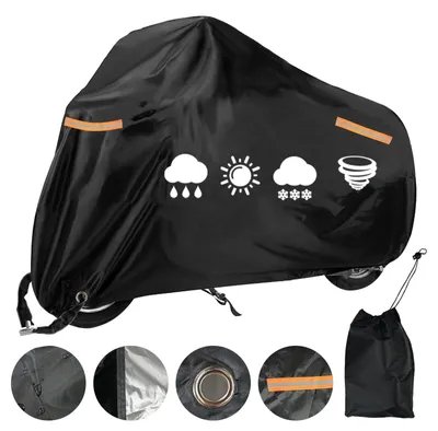 Image de Housse de protection imperméable pour moto, de grande taille, avec protection UV et bandes réfléchissantes