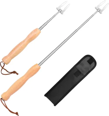 Produktbild von Grillspieße Grillgabel Spieße ausziehbar,2 Stück Edelstahl Lang Lagerfeuer Teleskop Ausziehbar Schaschlikspieße Fleischgabel, Wird Zum Grillen, Lagerfeuer Und Camping