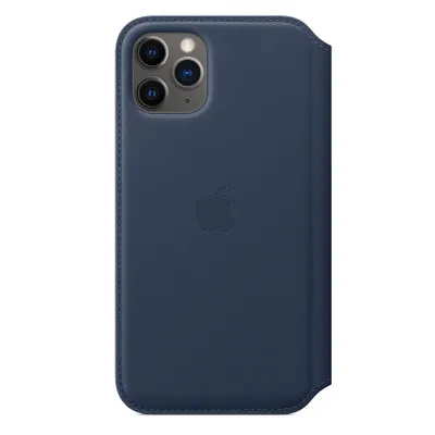 Produktbild von Apple Folio - Flip-Hülle für Mobiltelefon - Leder - Tiefseeblau - für iPhone 11 Pro