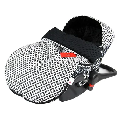 Produktbild von BabyLux Sommerfußsack 90 cm – Sommer Fußsack für Babyschale, Kinderwagen & Buggy – Baumwolle / Minky 12. Minky Schwarz + Maroko