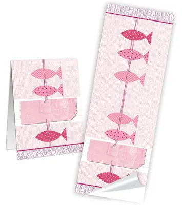 Produktbild von Fische Aufkleber rosa pink 5 x 14,8 Geschenkaufkleber Kommunion Taufe 10 Stück25 Stück