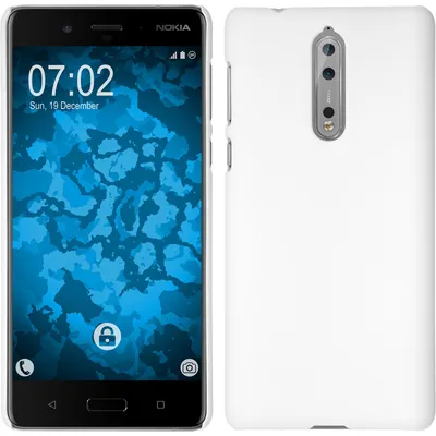 Produktbild von PhoneNatic Case kompatibel mit  Nokia 8 - Hülle weiß gummiert Hard-case Cover