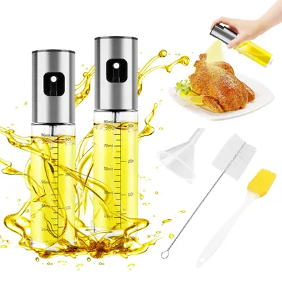 Ölsprüher 2er-Set, 100 ml, Glas, Edelstahl, für Speiseöl
