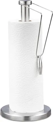 Obrázek produktu pro Stojanový držák na kuchyňské role z kartáčované nerezové oceli - 34 x 15 cm - Držák na kuchyňské role stříbrný
