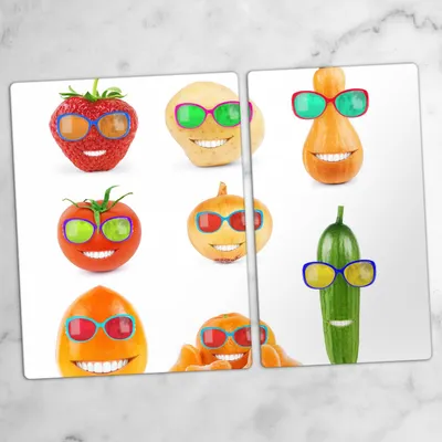 Produktbild von Glas-Herdabdeckplatten Glaskeramikkochfeld-Abdeckung Spritzschutz Glas 70x52 cm Obst