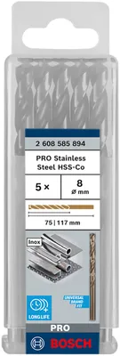 Imagen del producto de Broca para metal, acero rápido con cobalto, estándar, 8 x 75 x 117 mm