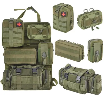 Immagine prodotto di Organizzatore tattico per sedili di auto e SUV, con pannelli MOLLE, set da 6 pezzi, colore verde militare