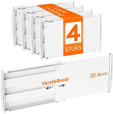 Productafbeelding van Verstelbare Ladeverdeler voor Kleding en Keuken, Set van 4