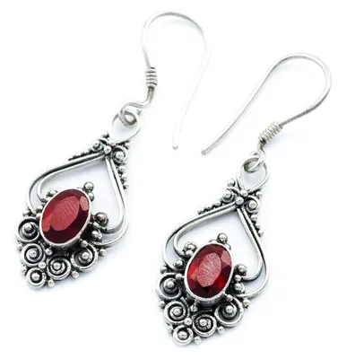 Produktbild von Ohrhänger, Ohrringe mit rotem Zirkonia Schmuck 925er Silber
