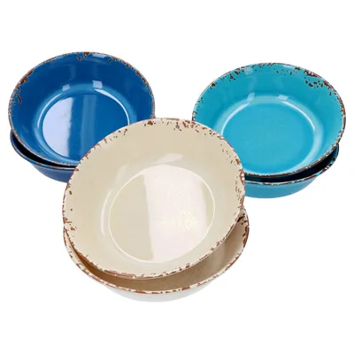 Obrázek produktu pro Sada 6 melaminových misek pro 6 osob, 17,5 x 5 cm, univerzální misky, odolný plast, pro venkovní použití