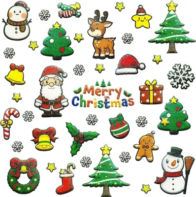 Produktbild von 312 Weihnachtssticker Glitzer Selbstklebend Sticker Weihnachten Kinder