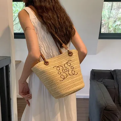 Produktbild von 360Home Umhängetasche Geflochtenes Design Umhängetasche Einzel-Schultertasche Strandtasche
