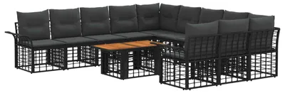 Produktbild von vidaXL Gartensofa-set 12 stk. Schwarz und Dunkelgrau Poly-Rattan